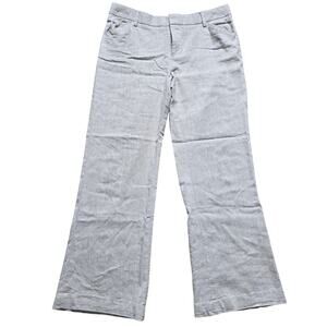 Gap Trouser Linen Blend Pants Sz 8 L Beige Straight Leg Workwear Office Career